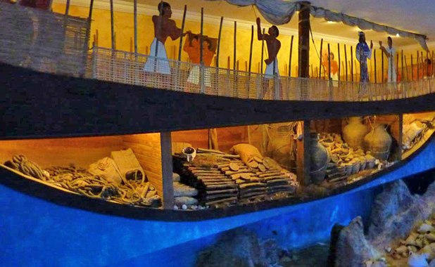 Bodrum Sualtı Arkeoloji Müzesi’nde bulunan tarihi tekne kalıntısı