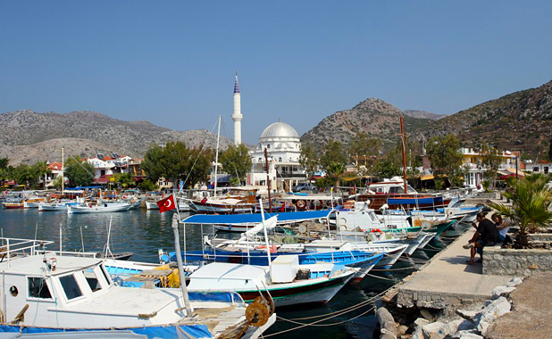 The traditional fishing village and harbor front in Bozburun
